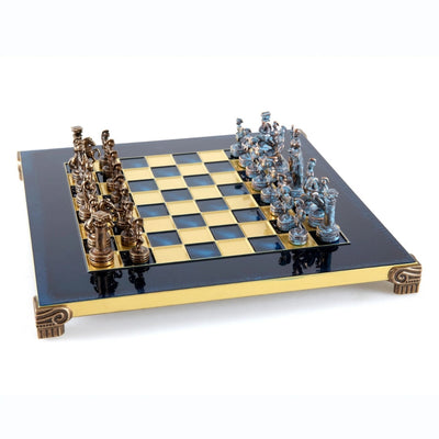 Luxuriöses Messing-Schachspiel 28 x 28 cm – exklusives Geschenk - S3BBLU