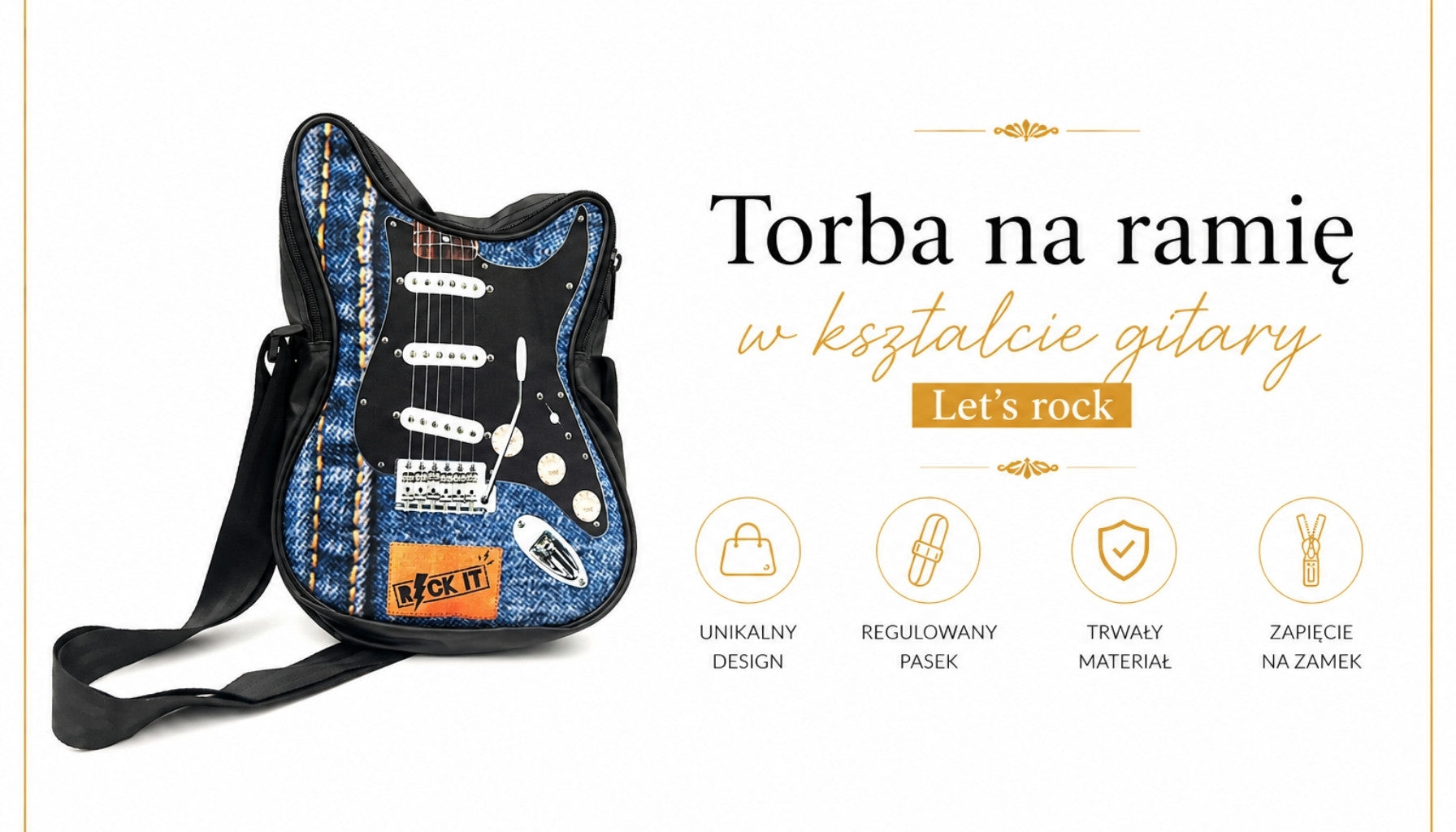 Sac à bandoulière en forme de guitare Let’s rock – RBG-019