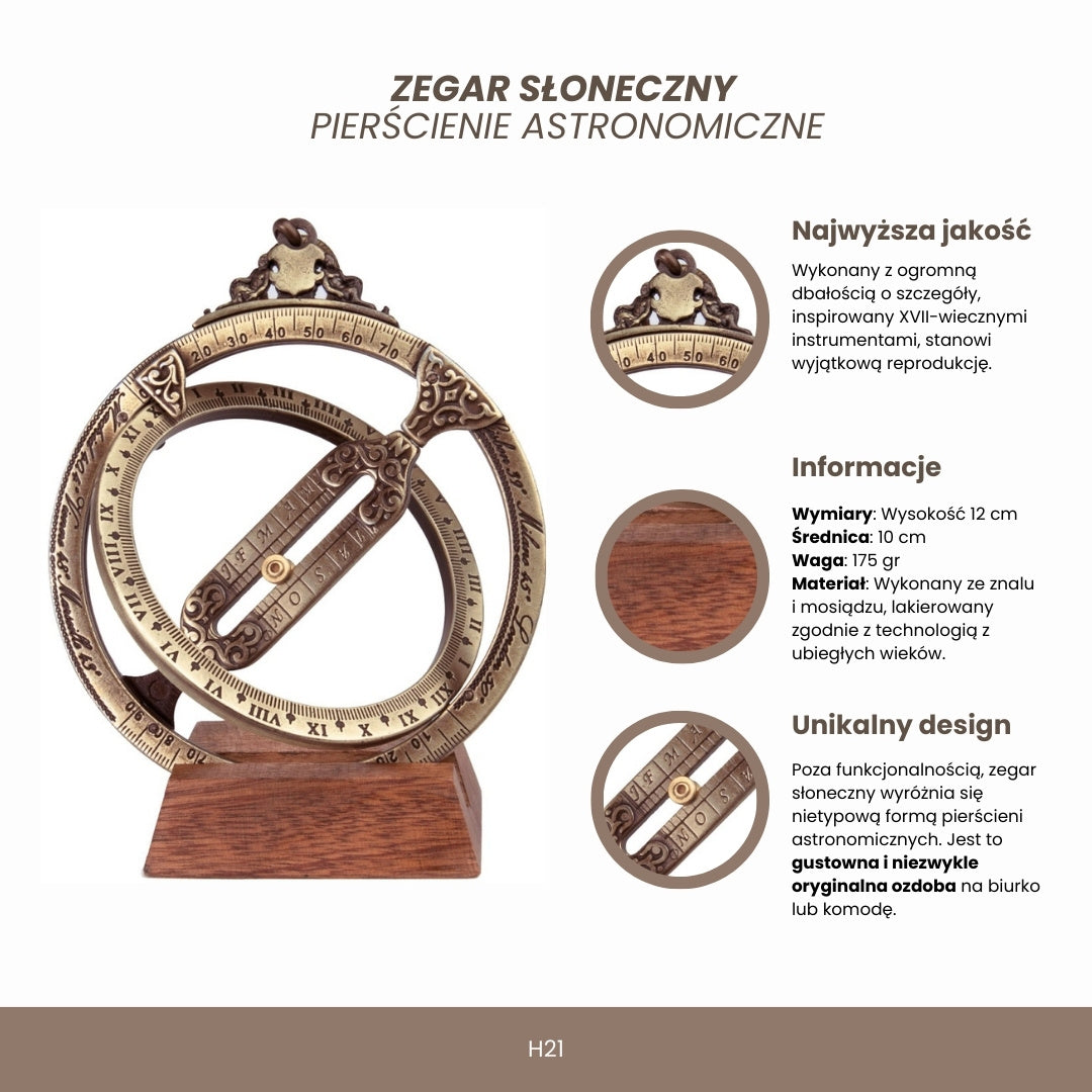 Cadran solaire - anneaux astronomiques H21