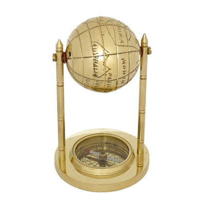 Globo decorativo in ottone con bussola MX1160