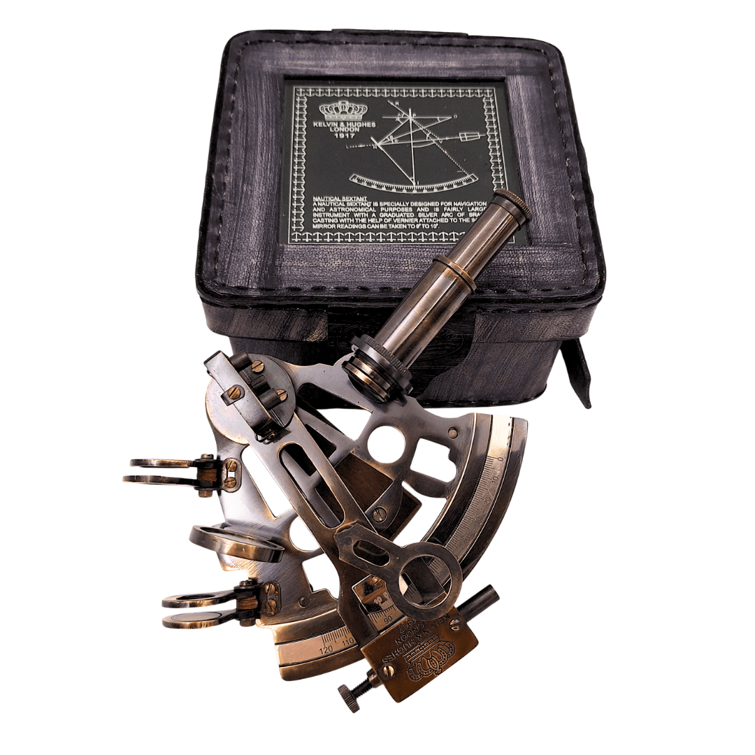 Messing-Sextant in Lederetui – ST003