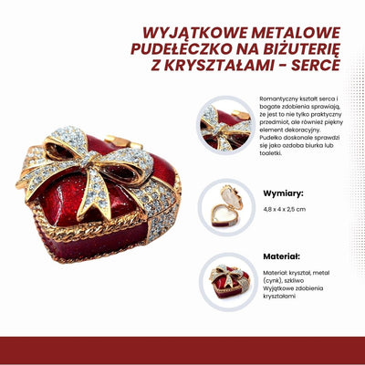 Außergewöhnliches kleines Metallschmuckkästchen mit Kristallen - Herz - B0747-00