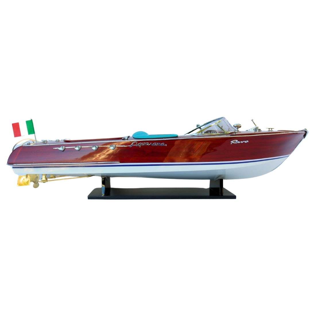 Exklusives Modell des Motorboots Reeva Aquarama 87cm - großes, hölzernes Modell eines klassischen italienischen Motorboots – 4P-90