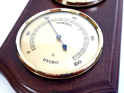 Fischer weather station - barometer hygrometer thermometer - brass wood - 9176-22