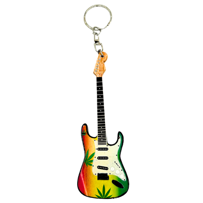 Guitar keyring in the style of Bob Marley, Reggae gadget - EGK-0641
