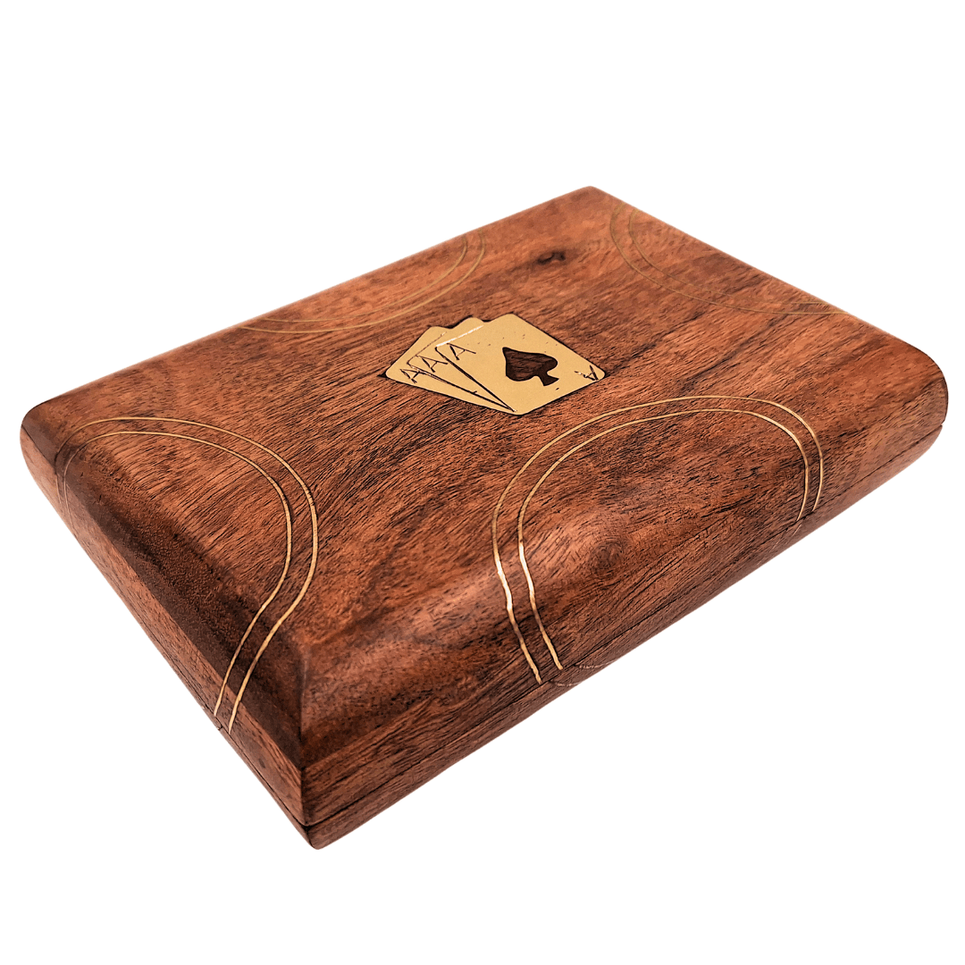 Ensemble de 2 jeux de cartes dans une boîte en bois – Cadeau élégant – Vintage – DNU-2791