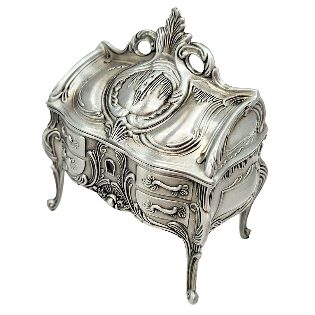 Metallene Schmuckschatulle Silber Retro - 2056M
