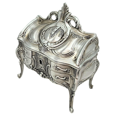 Metallene Schmuckschatulle Silber Retro - 2056M