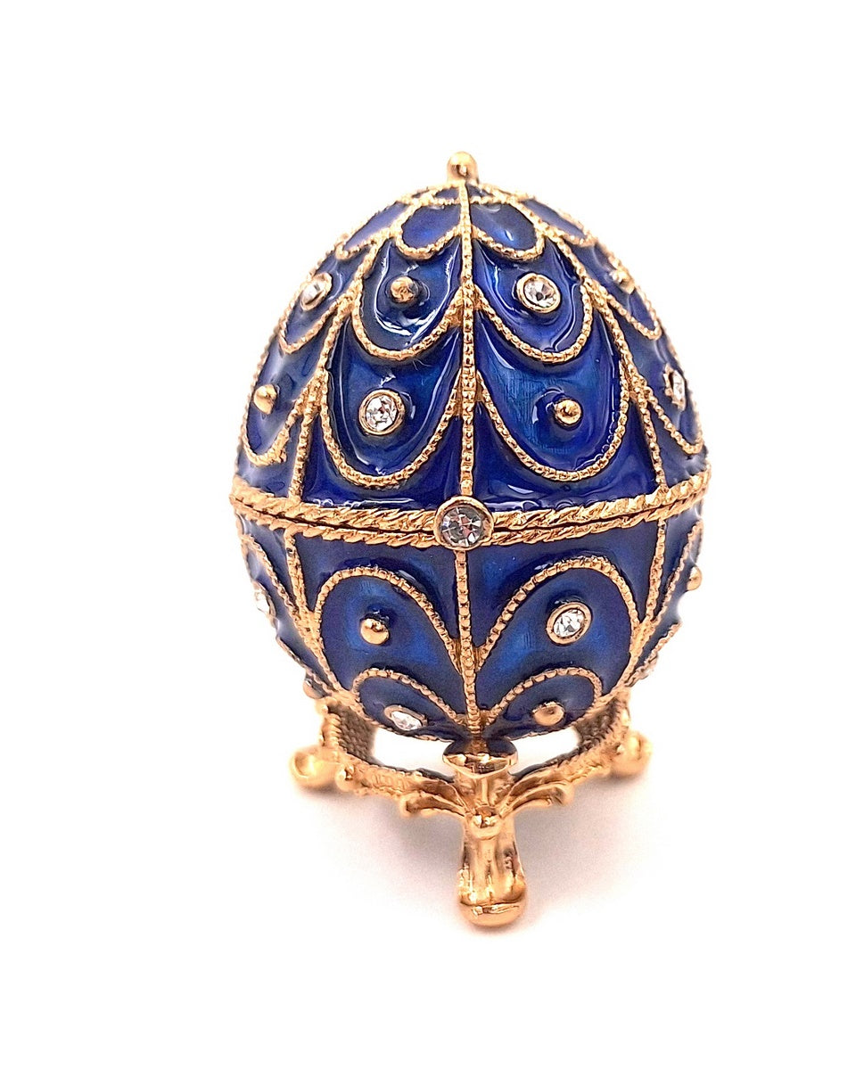 Exklusive kleine Metallschatulle mit Kristallen - Fabergé-Ei - B0748-17 BL