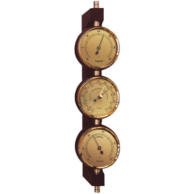 Exclusive Fischer Weather Station - Barometer Hygrometer Thermometer - Brass Mahogany – 7894-22