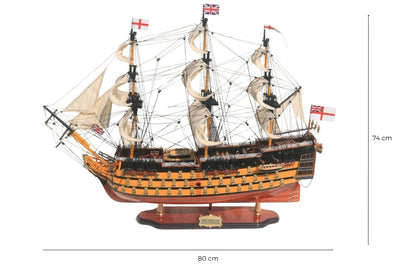 Modèle assemblé du voilier HMS Victory de 80cm, personnalisable par gravure - Décoration exclusive à offrir, fabriquée à la main en bois exotique, haute qualité et souci du détail
