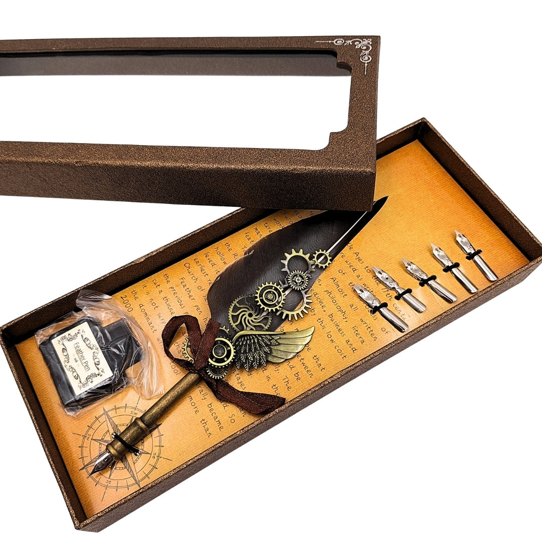 Retro Calligraphy Set with Vintage Quill Pen 6 Nibs Ink Gift – EE5