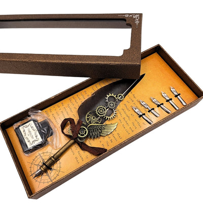 Retro Calligraphy Set with Vintage Quill Pen 6 Nibs Ink Gift – EE5