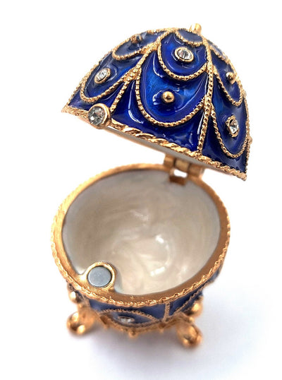 Exklusive kleine Metallschatulle mit Kristallen - Fabergé-Ei - B0748-17 BL