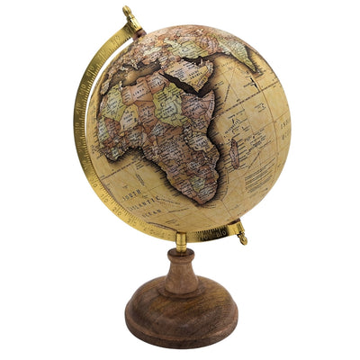 Stylish Retro Decorative Globe on a 32 cm Wooden Base with Personalization and Engraving Option
