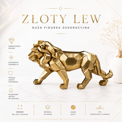 Figurine Lion doré grand modèle 43cm moderne - 43477Y2