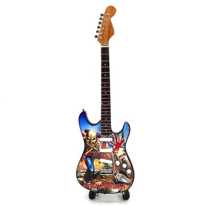 Mini Decorative Iron Maiden “The Trooper” Guitar Made of Mahogany - Handmade Ornament for Music Fans