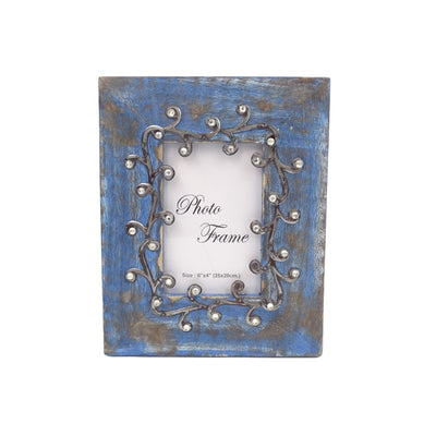 Cornice portafoto in legno blu - 28892 - formato foto 15x10cm