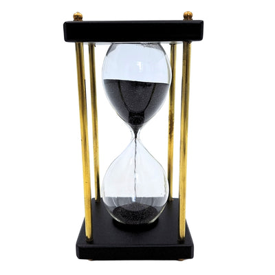 Sanduhr aus Messing und Holz 5 Minuten – schwarzer Sand – elegante Retro-Dekoration - STRS