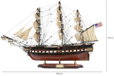 Grand modèle exclusif du voilier USS Constitution de 100cm, personnalisable par gravure