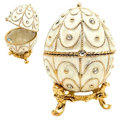 Exklusive Schatulle Fabergé-Ei aus Metall mit Kristallen - B0748-17WH