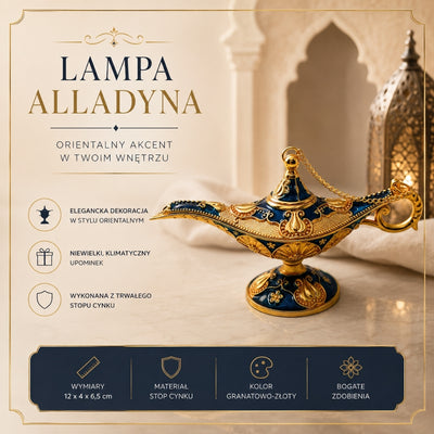 Dekorative Metall-Alladin-Lampe, Marineblau-Gold 12cm - LAB12