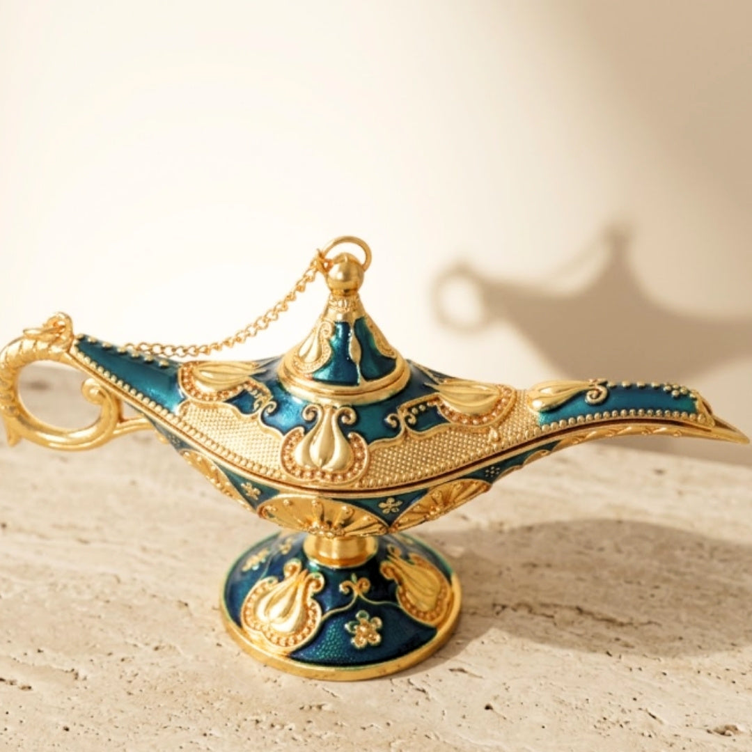 Dekorative Metall-Alladin-Lampe, Marineblau-Gold 12cm - LAB12