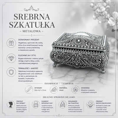 Silberne Metallschatulle für Schmuck – 20-74M