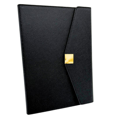 Elegantes Premium-Geschenkset – A5-Notizbuch mit Kugelschreiber und 16GB-USB-Stick in Box – Schwarz-Gold – EE9