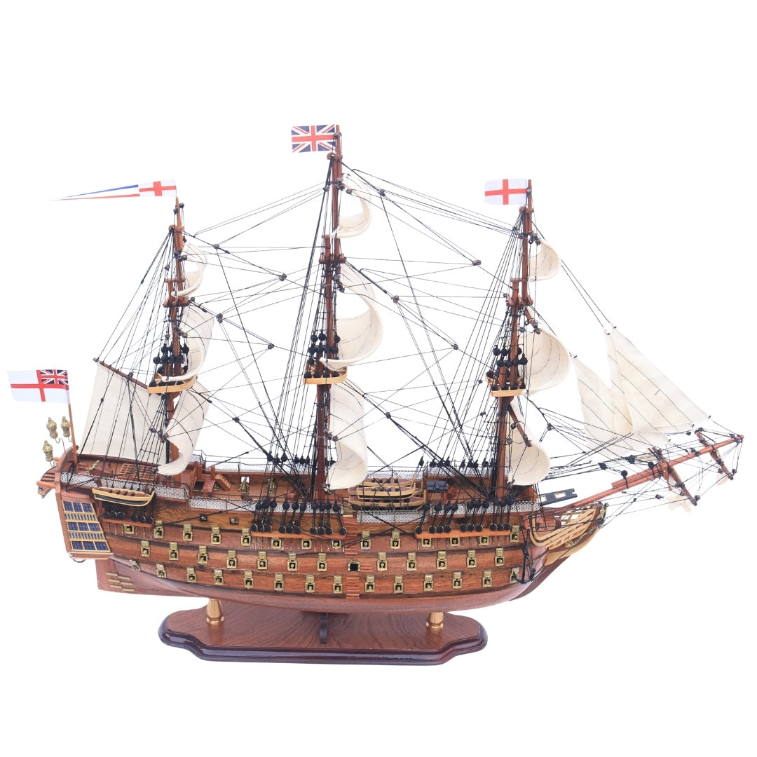 Exklusives großes Segelschiffmodell des Kriegsschiffs HMS Prince 94cm mit Möglichkeit zur Personalisierung durch Gravur