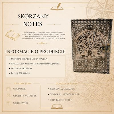 Retro Leather Notebook Tree of Life – 200 Pages 125 GSM - H019
