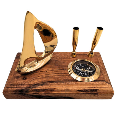 Elegantes Schreibtisch-Set - Yacht und Kompass - elegantes maritimes Geschenk - BCPH103