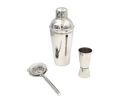Bartender Set – 3 Pieces Shaker Jigger Strainer - BS48171