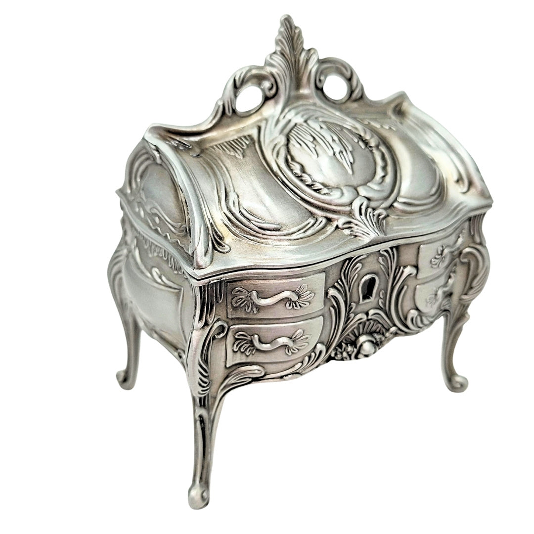 Metallene Schmuckschatulle Silber Retro - 2056M
