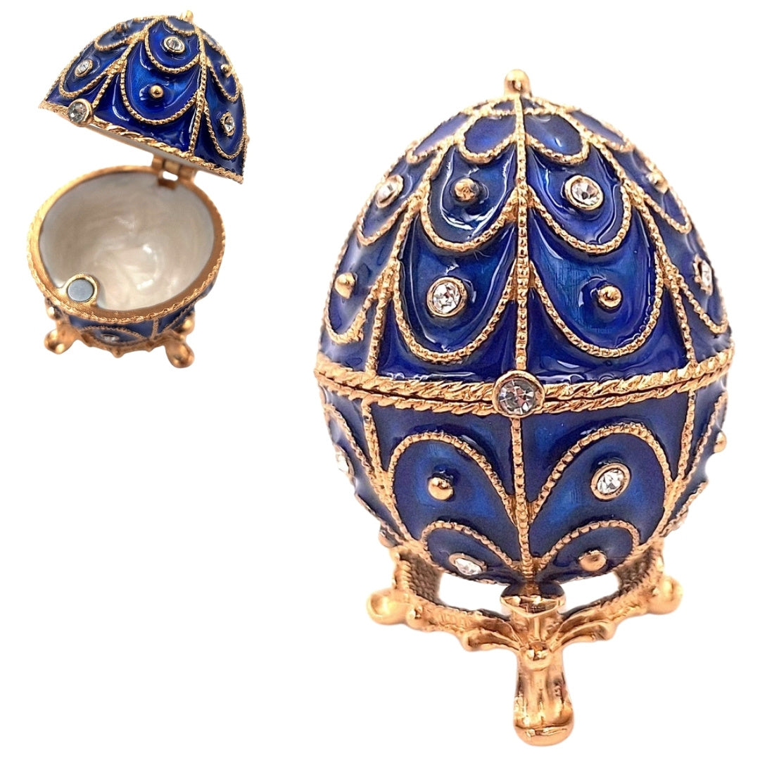 Exklusive kleine Metallschatulle mit Kristallen - Fabergé-Ei - B0748-17 BL