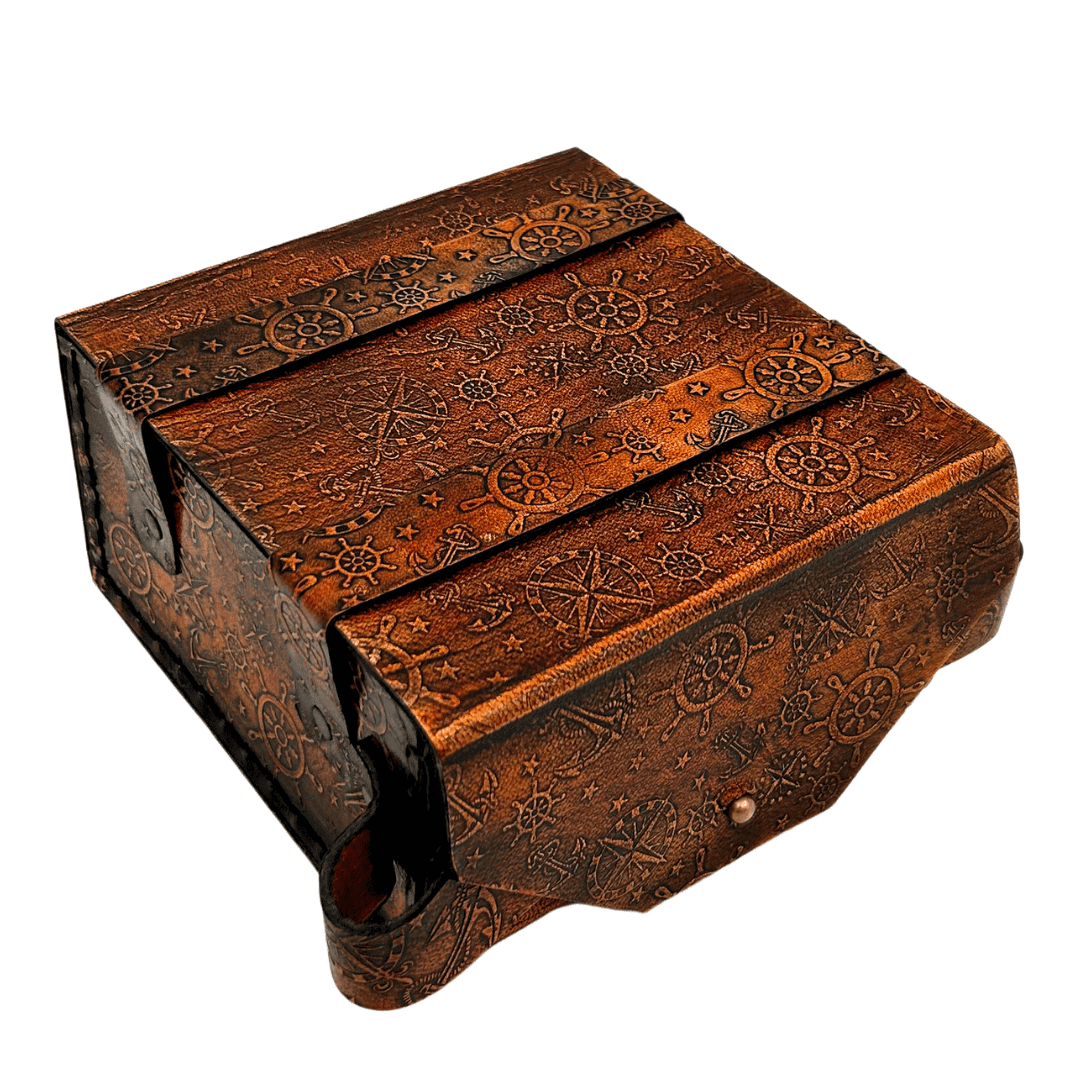 Sextant en laiton rétro dans étui en cuir - instrument de navigation élégant avec possibilité de gravure - cadeau idéal pour amateurs de voile et d’histoire - dimensions 13x12x7 cm