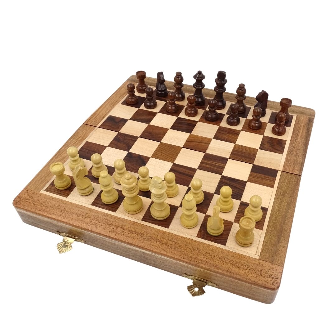 Scacchi magnetici in legno 30x30cm pieghevoli - G614