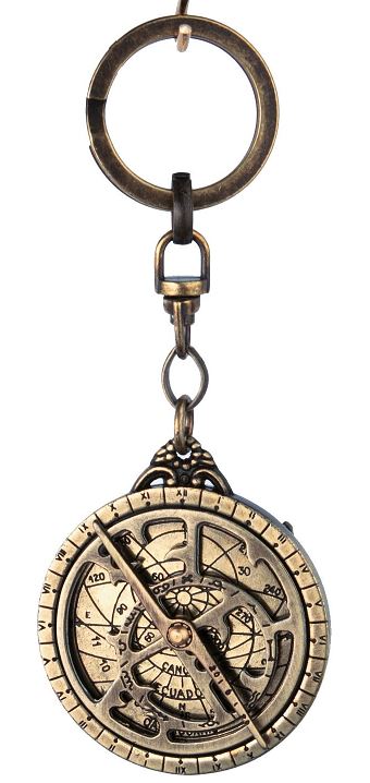 Premium-Schlüsselanhänger Astrolabium aus Messing - Geschenk Astronomie – H80