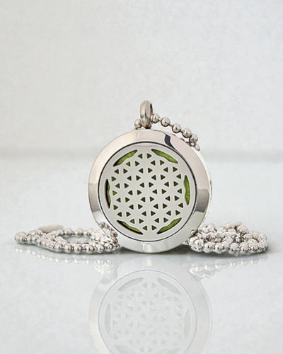 Aurelia Vita – Aromatherapie-Diffusor-Halskette Blume des Lebens 25 mm aus Edelstahl