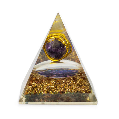 Piramide Orgonite Media con Ametista e Rame 7x6 cm