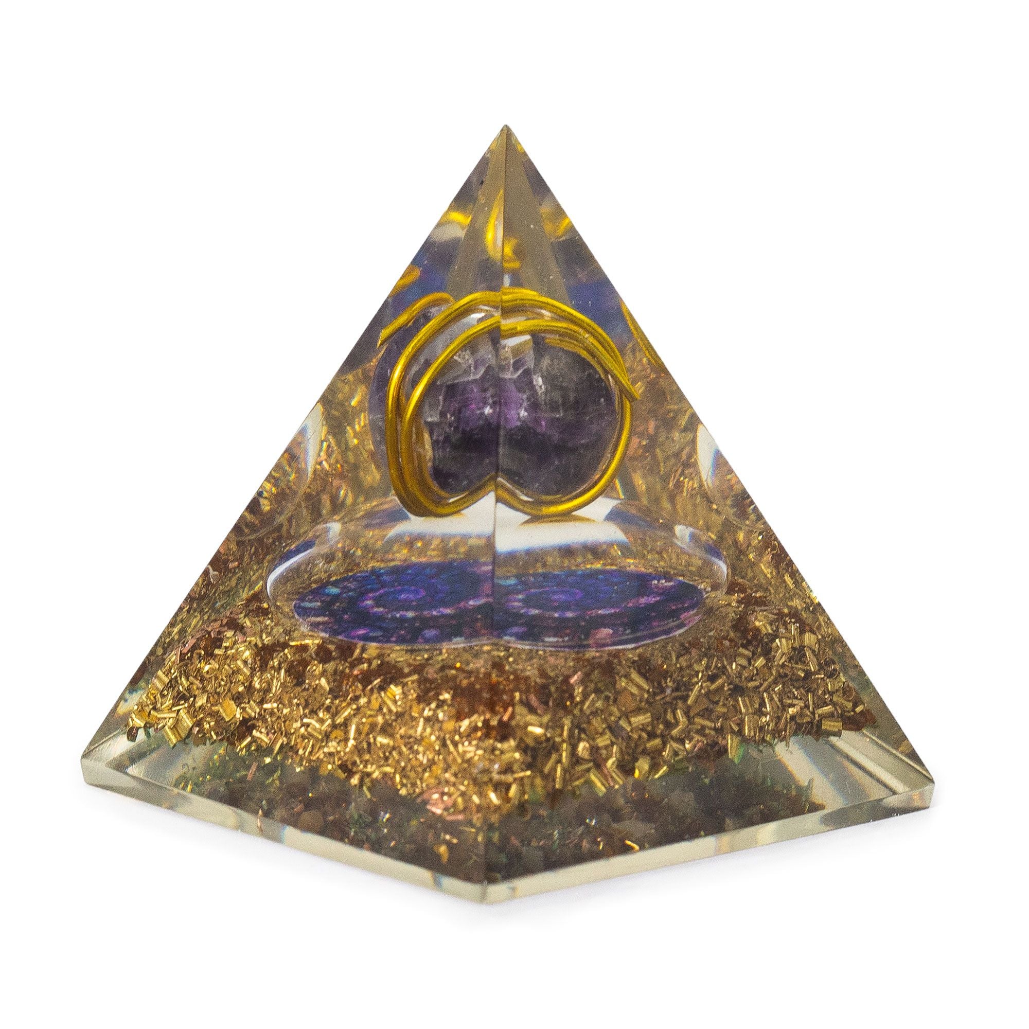 Piramide Orgonite Media con Ametista e Rame 7x6 cm