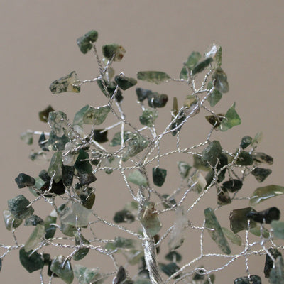 Alberello di pietra con base in orgonite - 160 pietre di agata muschiata