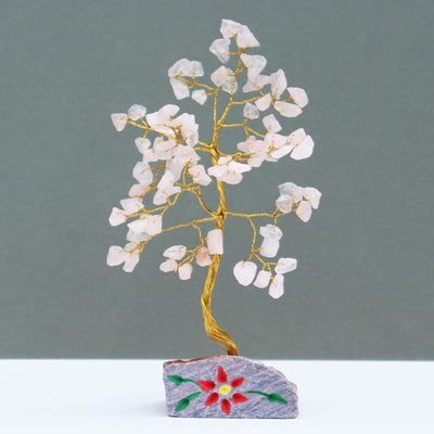 Arbre en Quartz Rose avec Pierres  