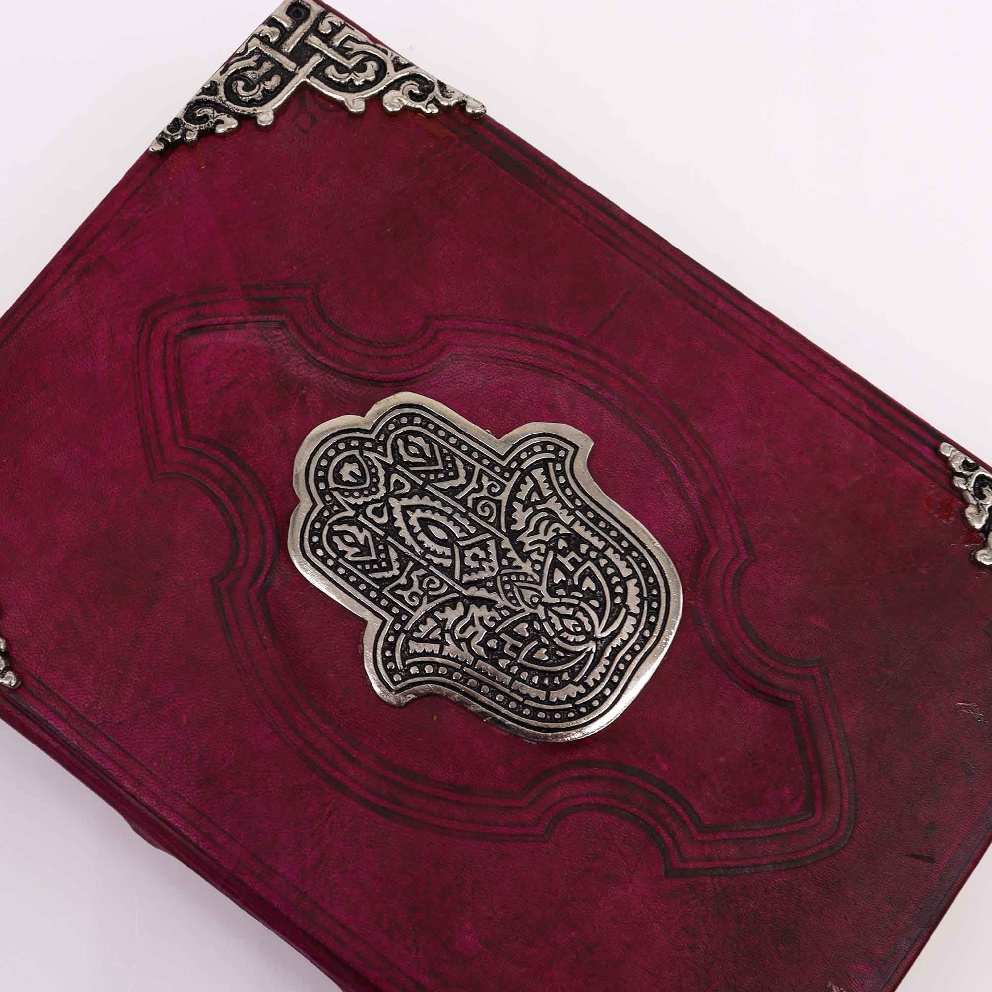 Hefty Red Tan Book with Hamsa Decoration