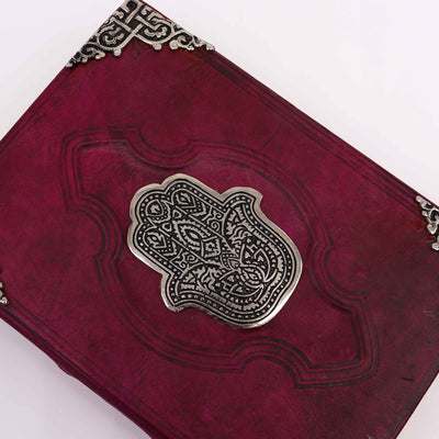 Hefty Red Tan Book with Hamsa Decoration