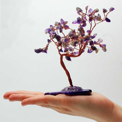 Arbre de Cristaux Améthyste sur Base Naturelle d'Agate