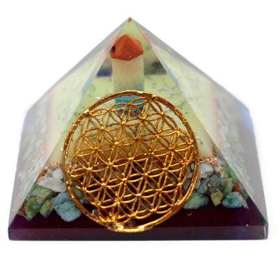 Large Orgonite Pyramid 70mm with Flower of Life Symbol