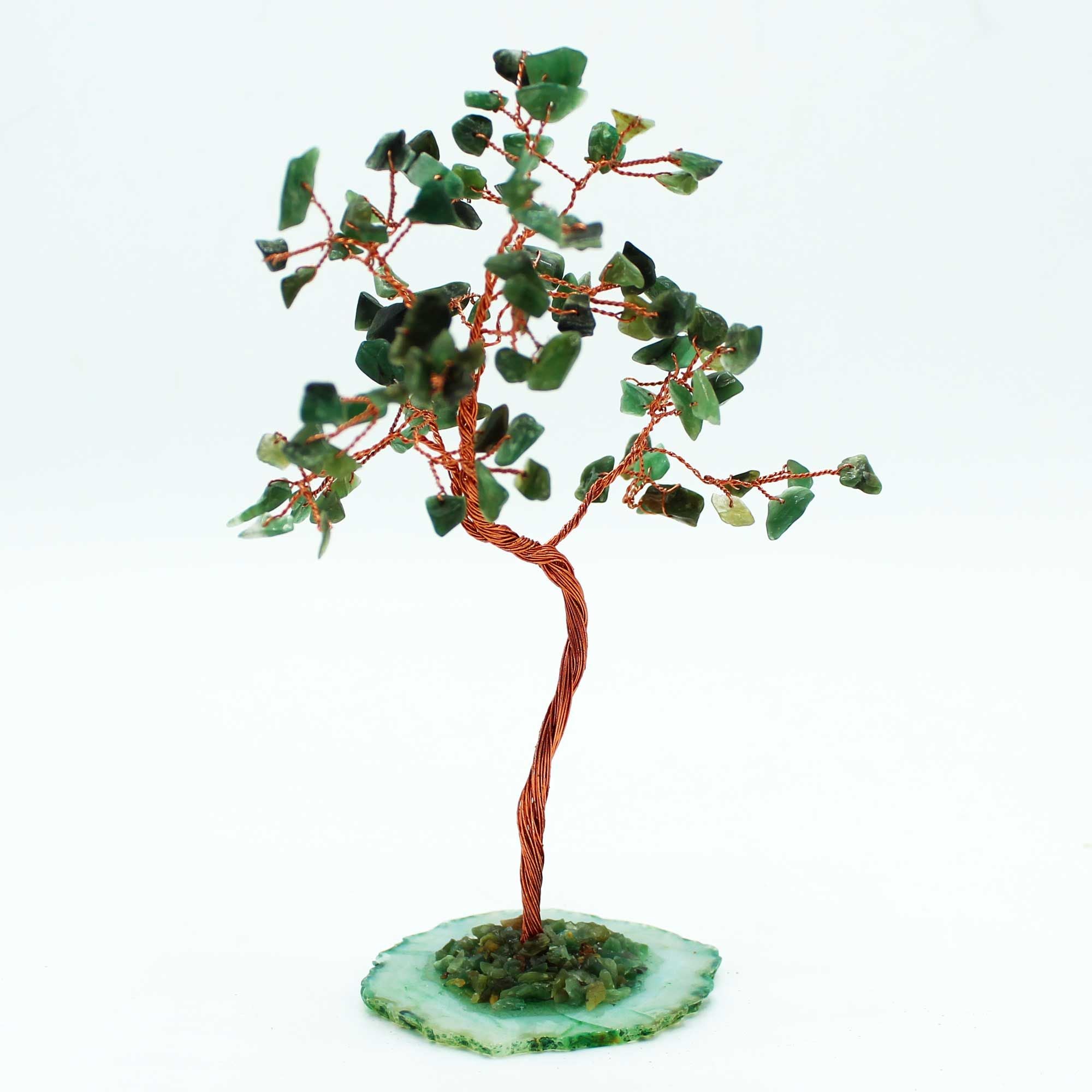Arbre Magique de Cristaux en Aventurine Verte sur Base d'Agate Verte