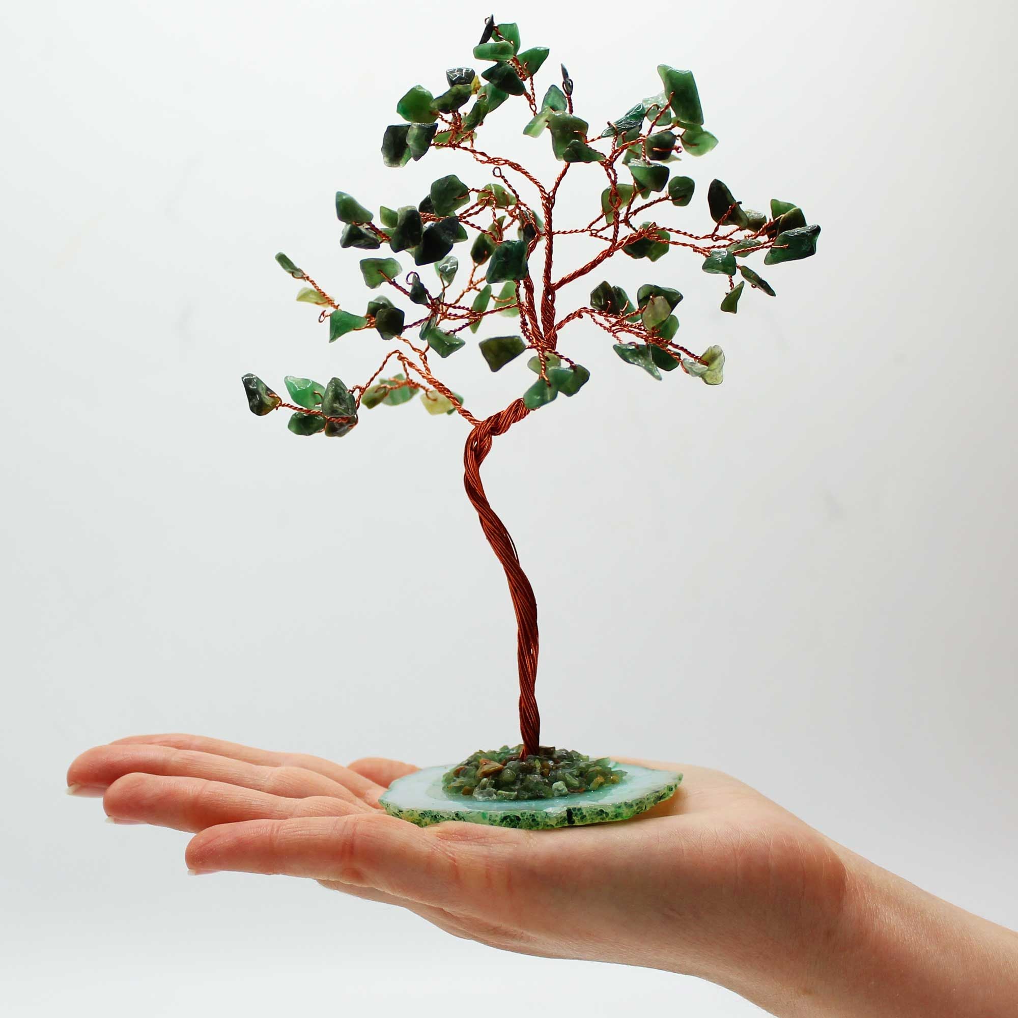 Arbre Magique de Cristaux en Aventurine Verte sur Base d'Agate Verte