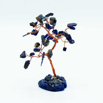 Alberello di Pietre Preziose Sodalite su Base di Agata Blu